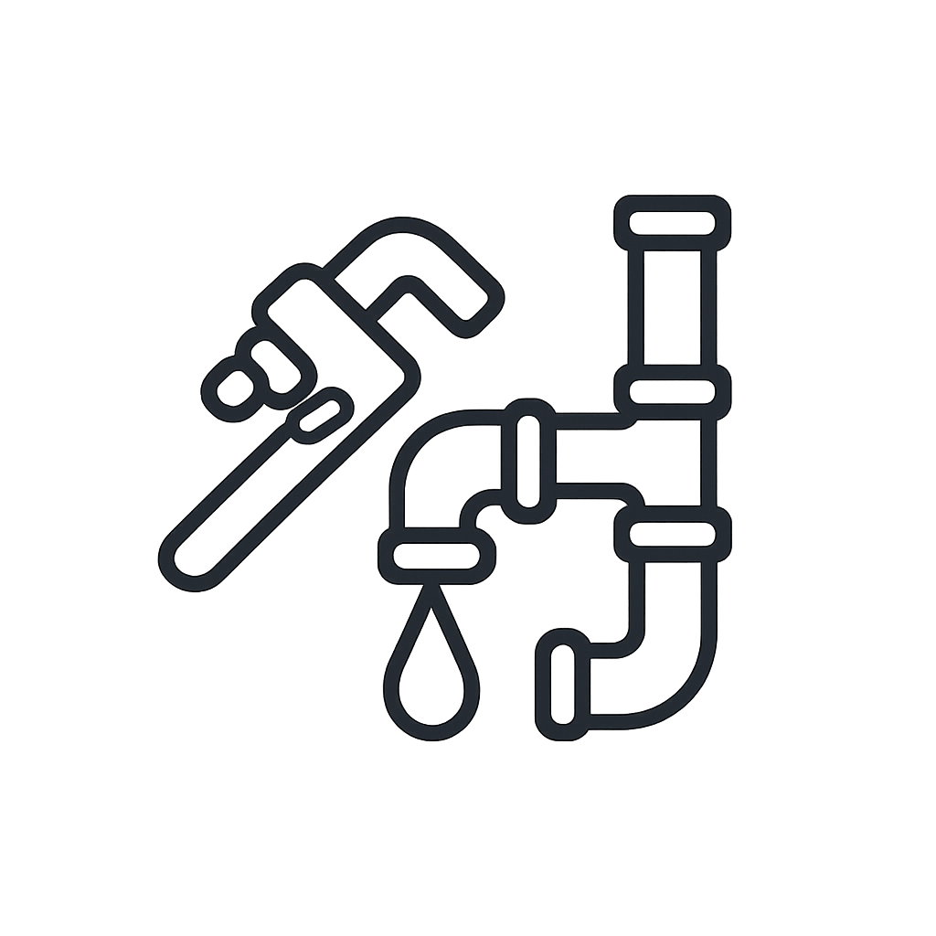 A simple line drawing of a faucet with a pipe behind it. It's shown against a plain black background.